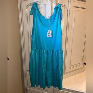 Easel Turquoise Sleeveless Dress with Tie Straps